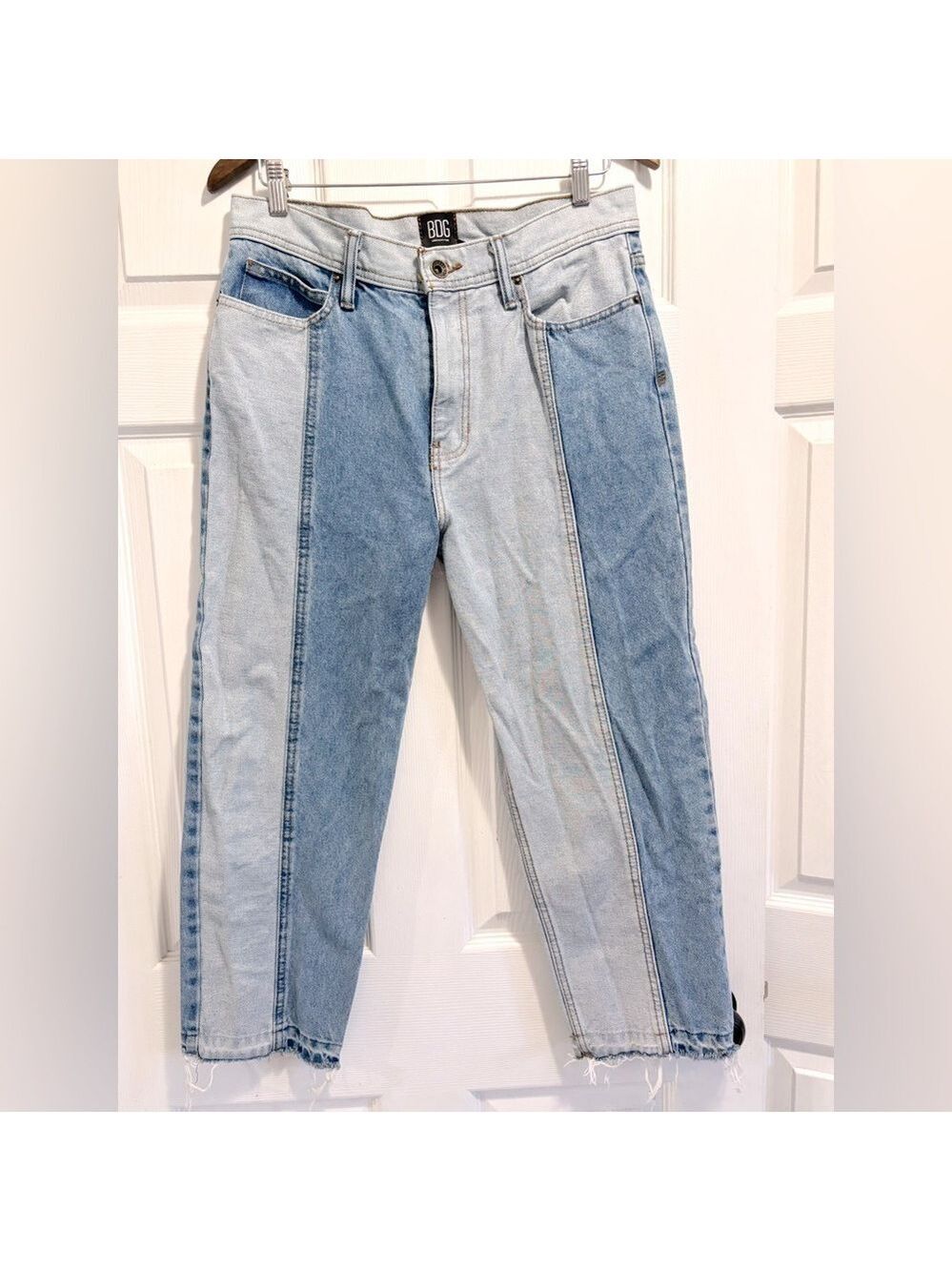 BDG Urban Outfitters Straight Cropped Jeans Spliced Two-Tone Raw Hem Size 30